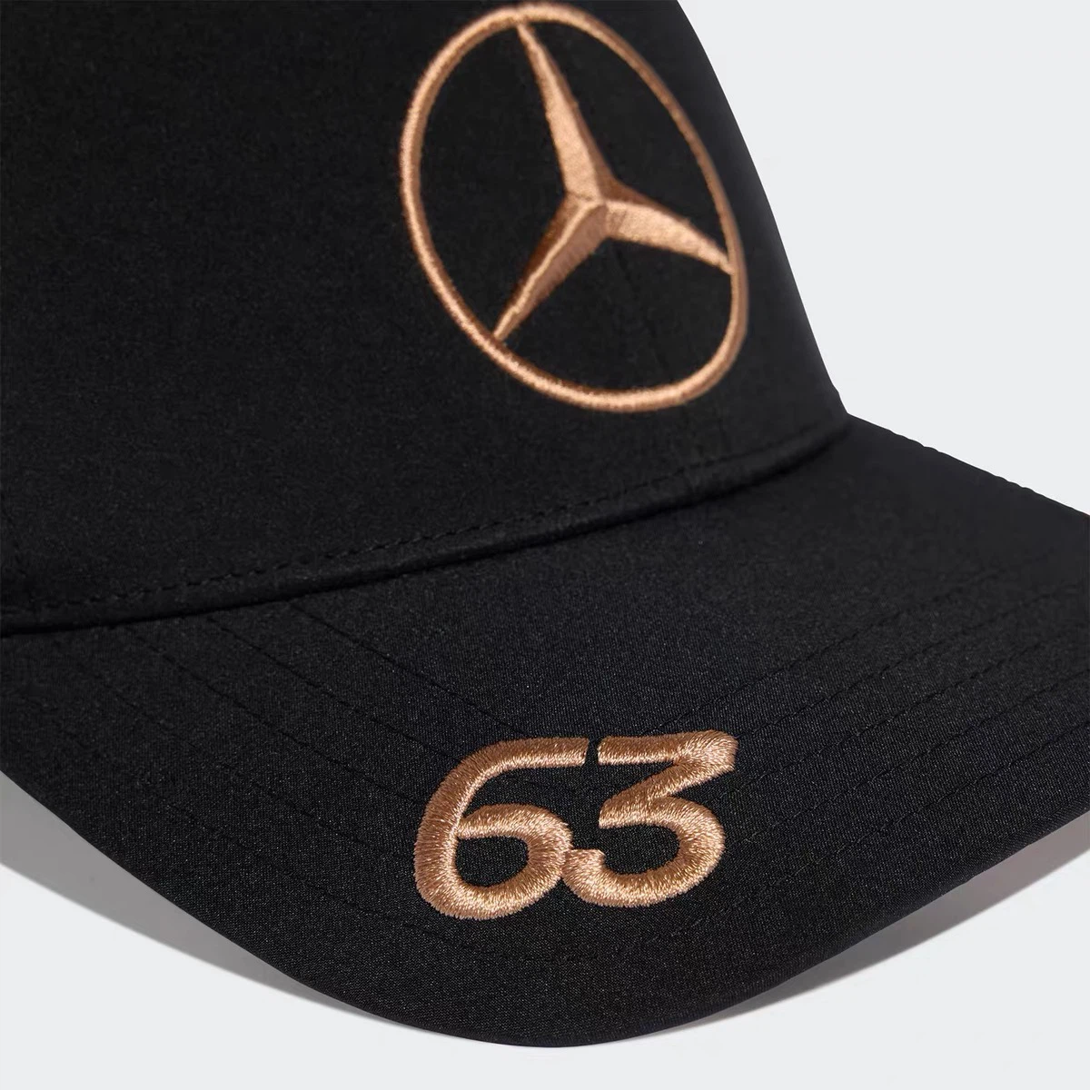 Black Racing Baseball Cap, Copper‑Gold Embroidered Adjustable Dad Hat for Sports Fans