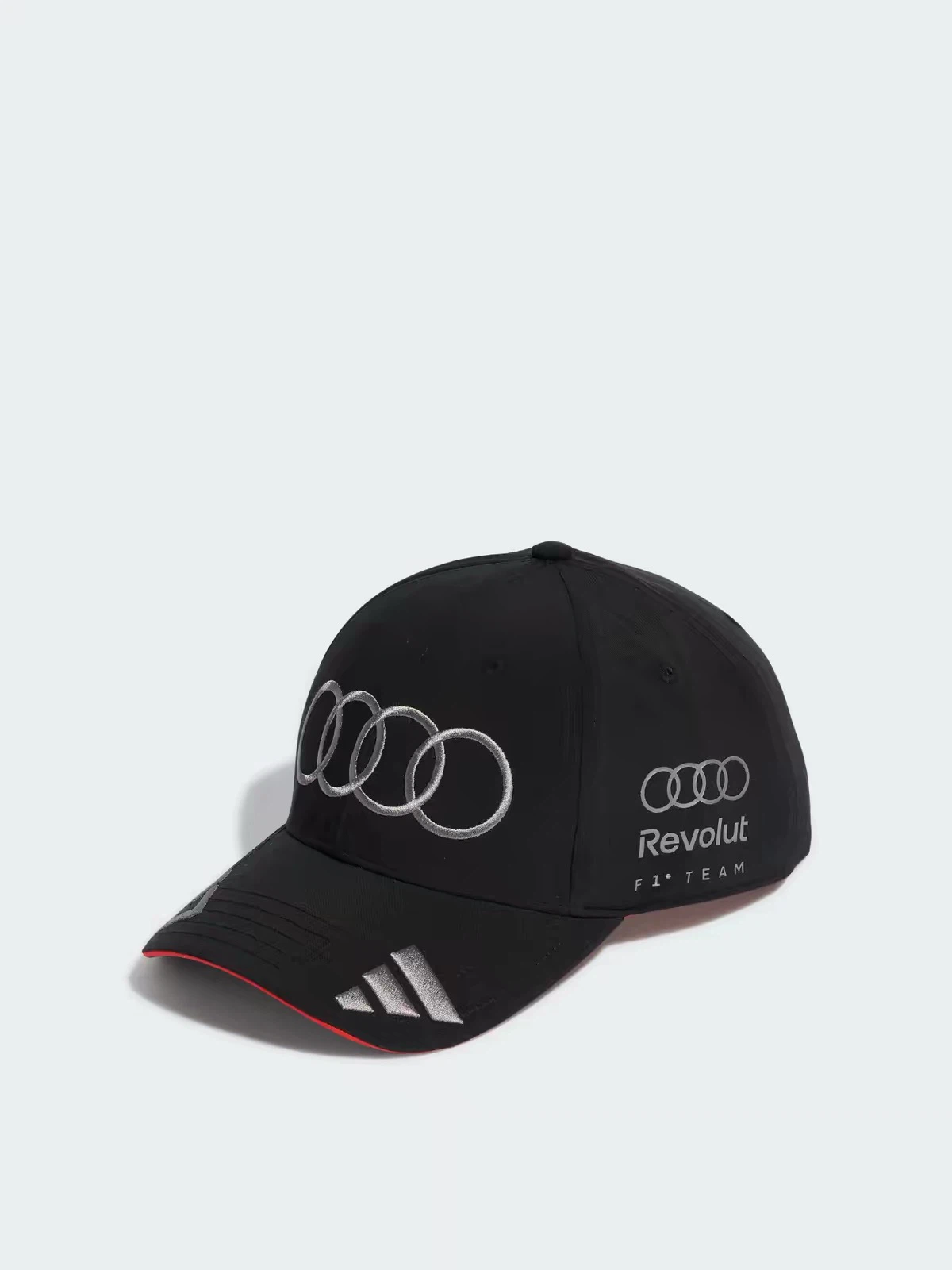 Black Racing Baseball Cap, Silver Embroidered Adjustable Snapback Hat for Motorsport Fans