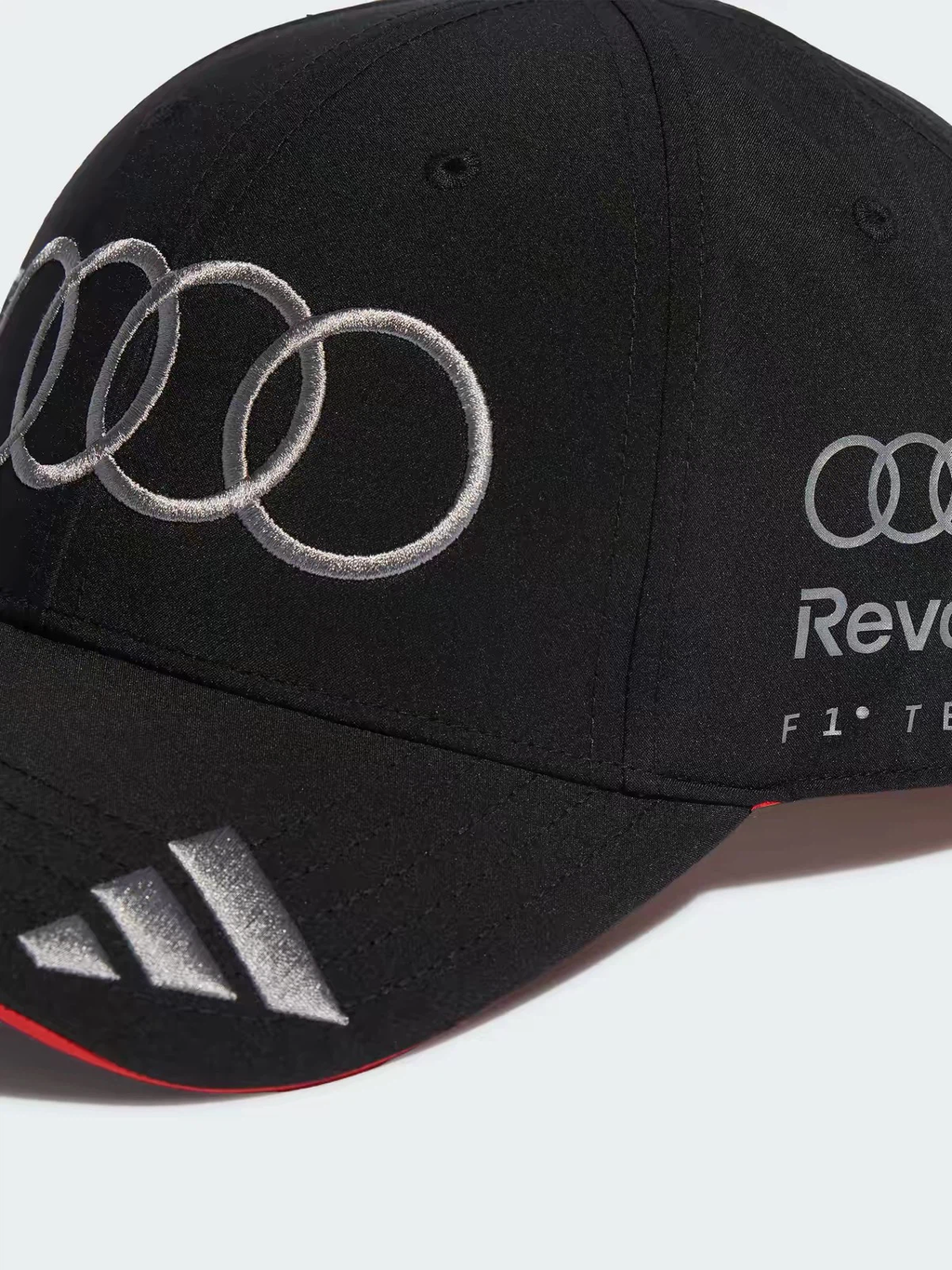 Black Racing Baseball Cap, Silver Embroidered Adjustable Snapback Hat for Motorsport Fans